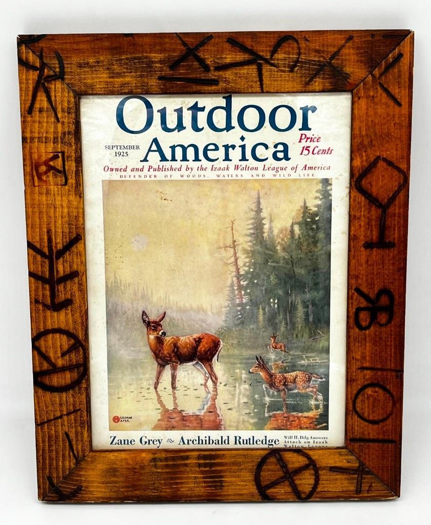 Outdoor America Sep. 1925 Magazine Framed Art Deer 12" X 15" (1 of 4)