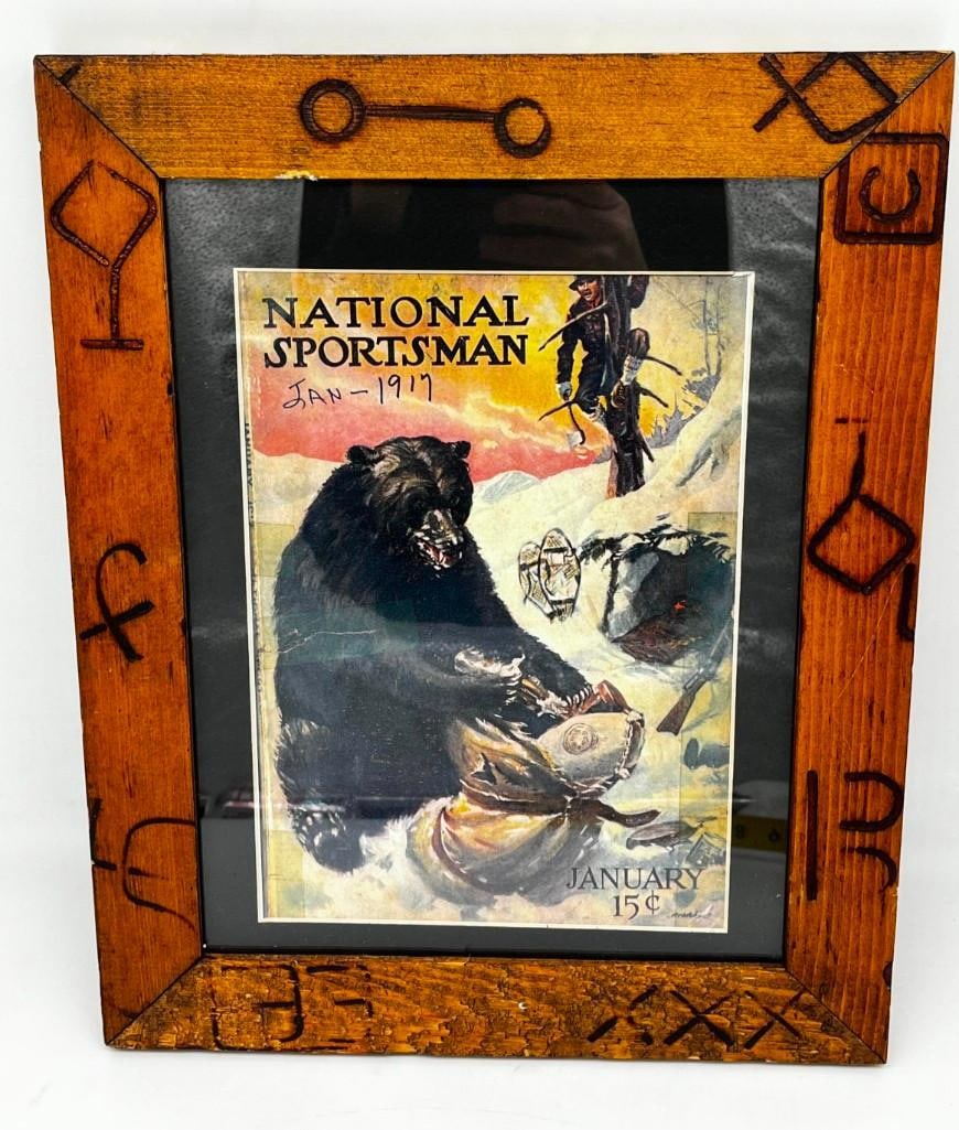 National Sportsman Jan. 1917 Magazine Framed Art Bear 13" X 16" (1 of 4)