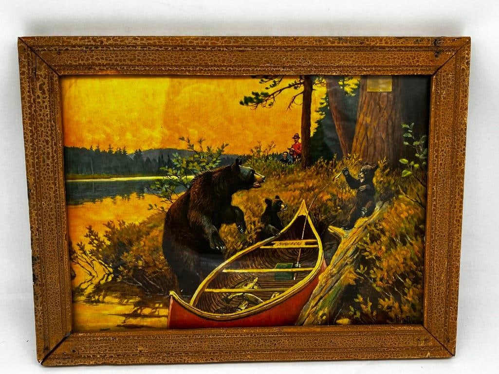 Vintage Philip Goodwin Framed Bear Print "A Surprise For Everyone" 13"X 16" (1 of 5)