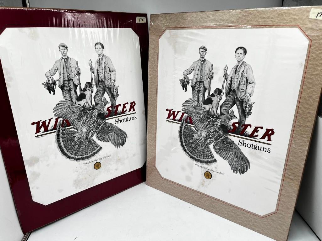 2 - Artist Proof Winchester Shotguns Craig Holstine Art Print 19" X 23": 2 - Artist Proof Winchester Shotguns Craig Holstine Art Print 19" X 23" - Both Prints Have Water Damage - All pictures are considered part of the description and should be examined carefully by bidder