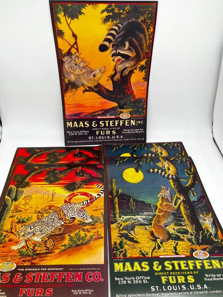 Lot Of 5 New Maas & Steffen Reproduction Fur Posters 12" X 19" (1 of 4)