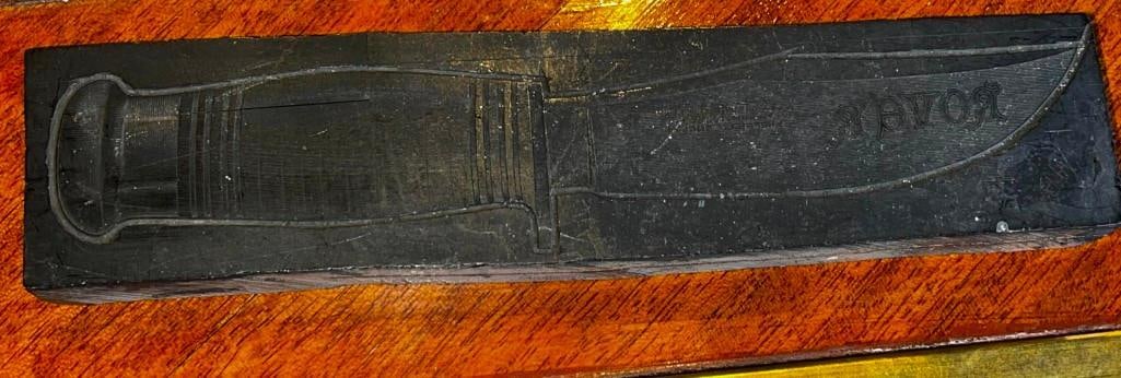 Vintage Knife Print Block Advertising For George Wostenholm Rover Rubber Stamp On Wood (1 of 8)