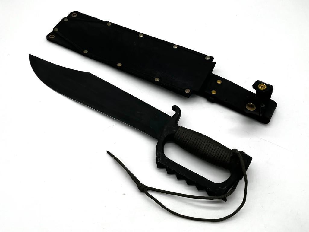 Edmf # 1202 Fighting Knife With Matched Leather Sheath Eight Dollar Mountain Factory (1 of 13)