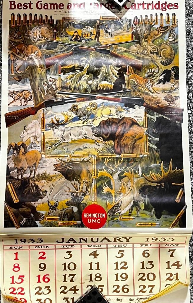 Mixed Lot Of 12 Remington, Peters Reproduction Calendars In Original Tubes (1 of 2)