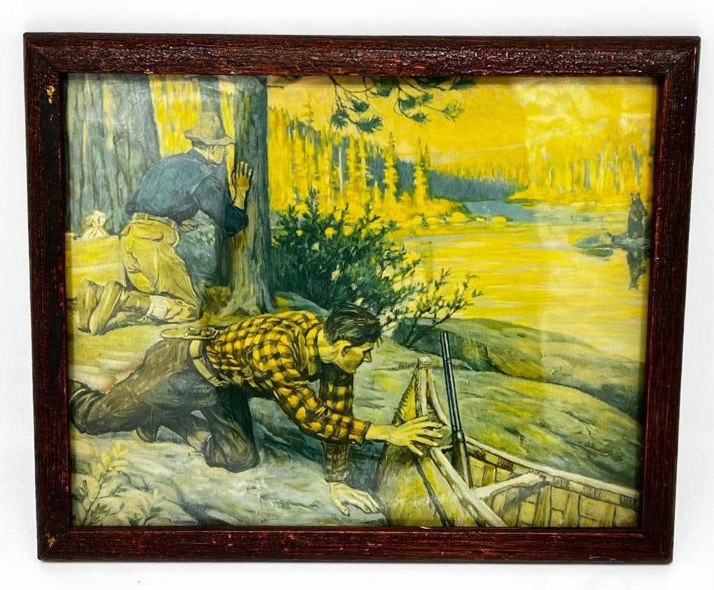 Philip Goodwin "Company Is Coming" Bear Hunting Vintage Framed Print 11" X 13" (1 of 4)