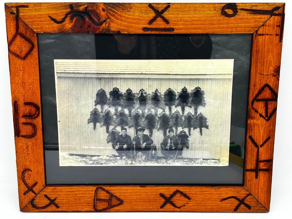 Vintage Framed Photograph Of Racoon Hunters 13 " X 16" (1 of 3)