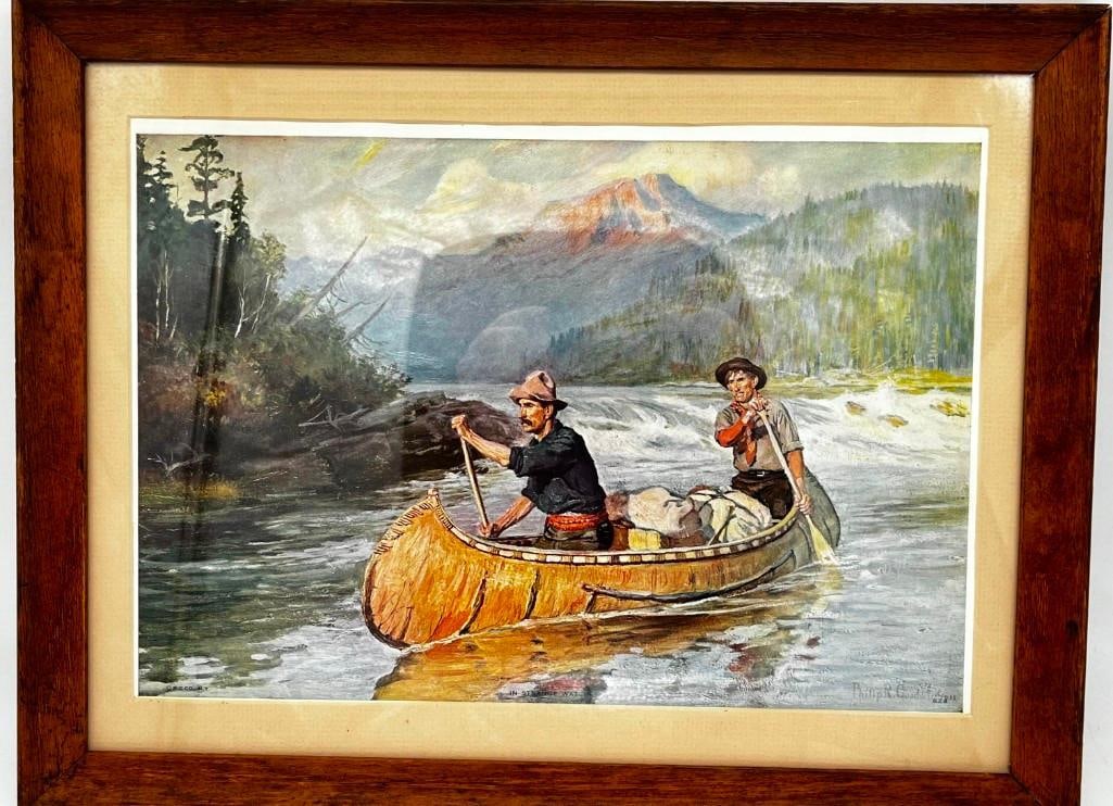 Philip Goodwin Framed Print "In Strange Waters" Canoeing 14" X 18" (1 of 4)