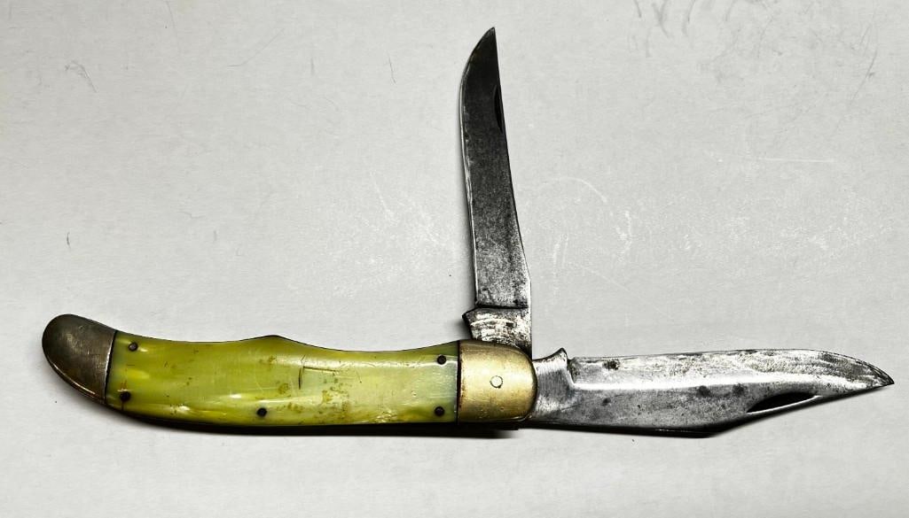 Vintage Mother Of Pearl Handle 2 Blade Pocket Knife,Unknown Maker (1 of 6)