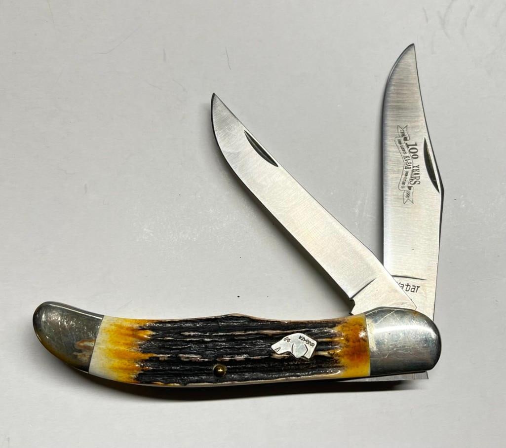 Ka-Bar Usa Stag Handle 2 Blade Folding Pocket Knife 1998 100 Anniversary (1 of 7)