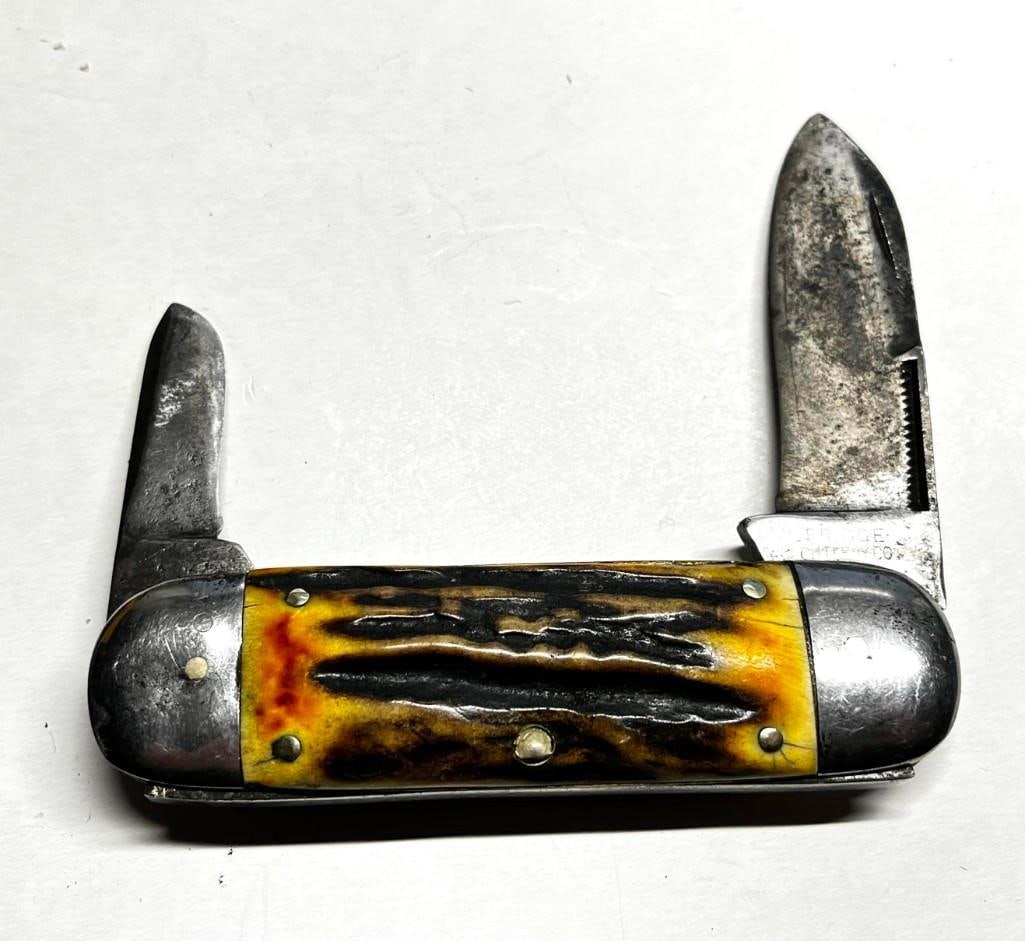 Vintage Bridge Sunfish Or Elephant To Stag Handle 2 Blade Pocket Knife (1 of 6)