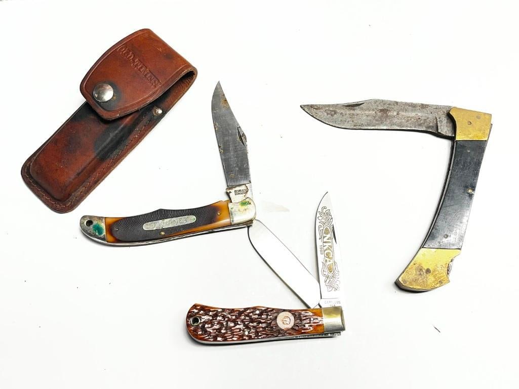 Lot Of 3 Large Pocket Knives, Camillus Nkca Limited Edt, Schrade Old Timer And More (1 of 11)