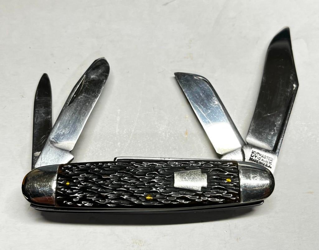 Vintage Kutmaster Utica 4 Blade Folding Bone Handle Pocket Knife (1 of 6)