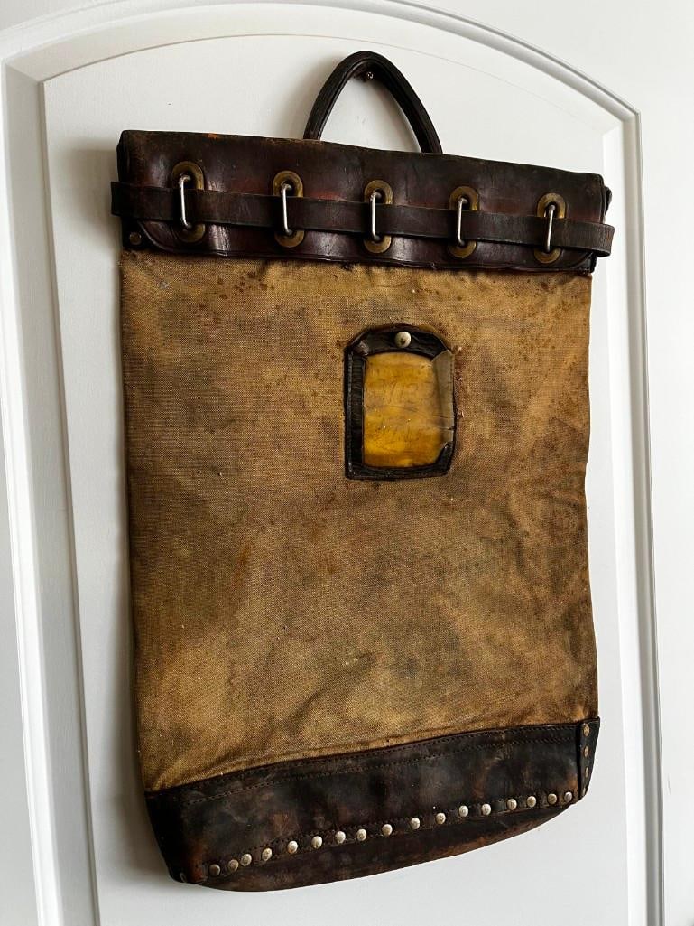 Antique Max Behnke Bank Or Mail Leather Locking Bag (1 of 7)