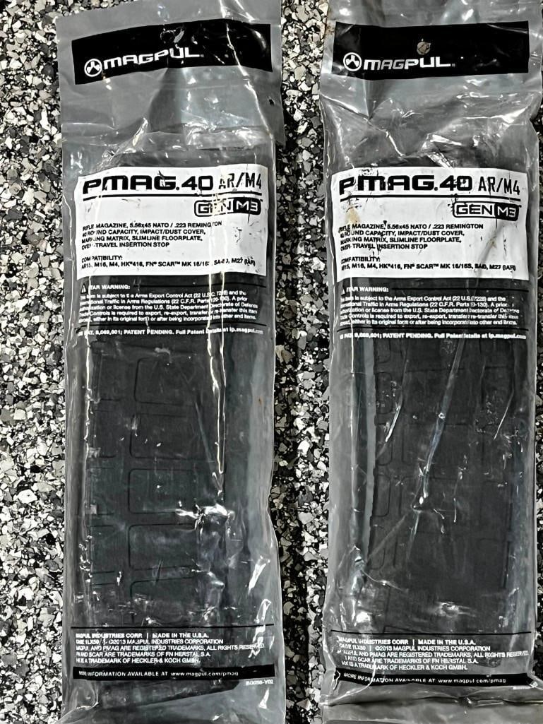 Lot Of 2 New Magpul Magazine M4 .223 Rem / 5.56 Nato / .300blk 40-Rounds: Lot Of 2 New Magpul Magazine M4 .223 Rem / 5.56 Nato / .300blk 40-Rounds - - All pictures are considered part of the description and should be examined carefully by bidders. Live Auctioneers is now of