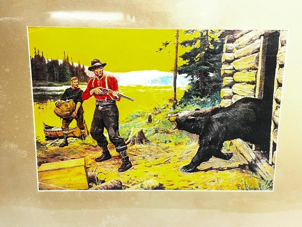 Vintage Philip Goodwin "An Unexpected Meeting" Bear Original Print: Vintage Philip Goodwin "An Unexpected Meeting" Bear Original Print - Preserved Under Cellophane 10" X 14" - All pictures are considered part of the description and should be examined carefully by bidd