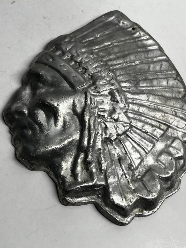 Cast Aluminum Native American Indian Chief Head 8" X 9" (1 of 3)