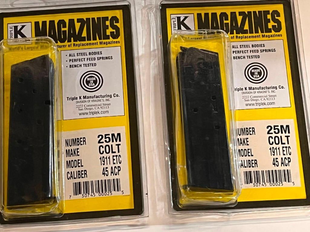 Lot Of 2 New Colt 1911 Etc 45 Acp Triple K Gun Magazines (1 of 4)
