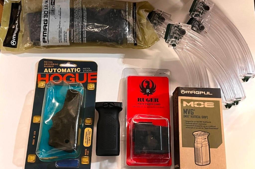 9 Piece Lot Of Gun Grips, Magazines, Ruger Mag 762, Magpul Moe, Shooters Ridge And More (1 of 7)