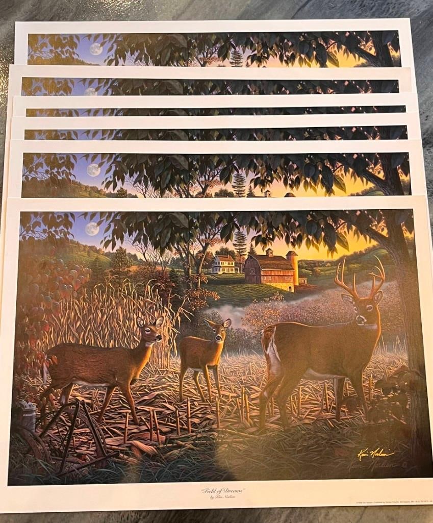 Lot Of 6 Kim Norlien "Field Of Dreams" Deer Art Prints Hand Signed (1 of 4)