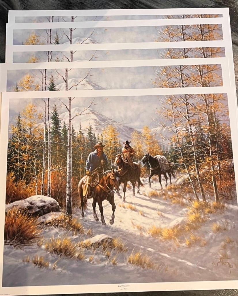 Lot Of 17 Jack Terry Art Prints, Western / Horses - Nos (1 of 7)