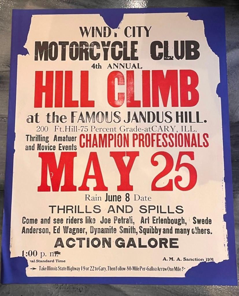 Vintage Windy City Hill Climb Motorcycle Race Vintage Advertising Poster (1 of 3)