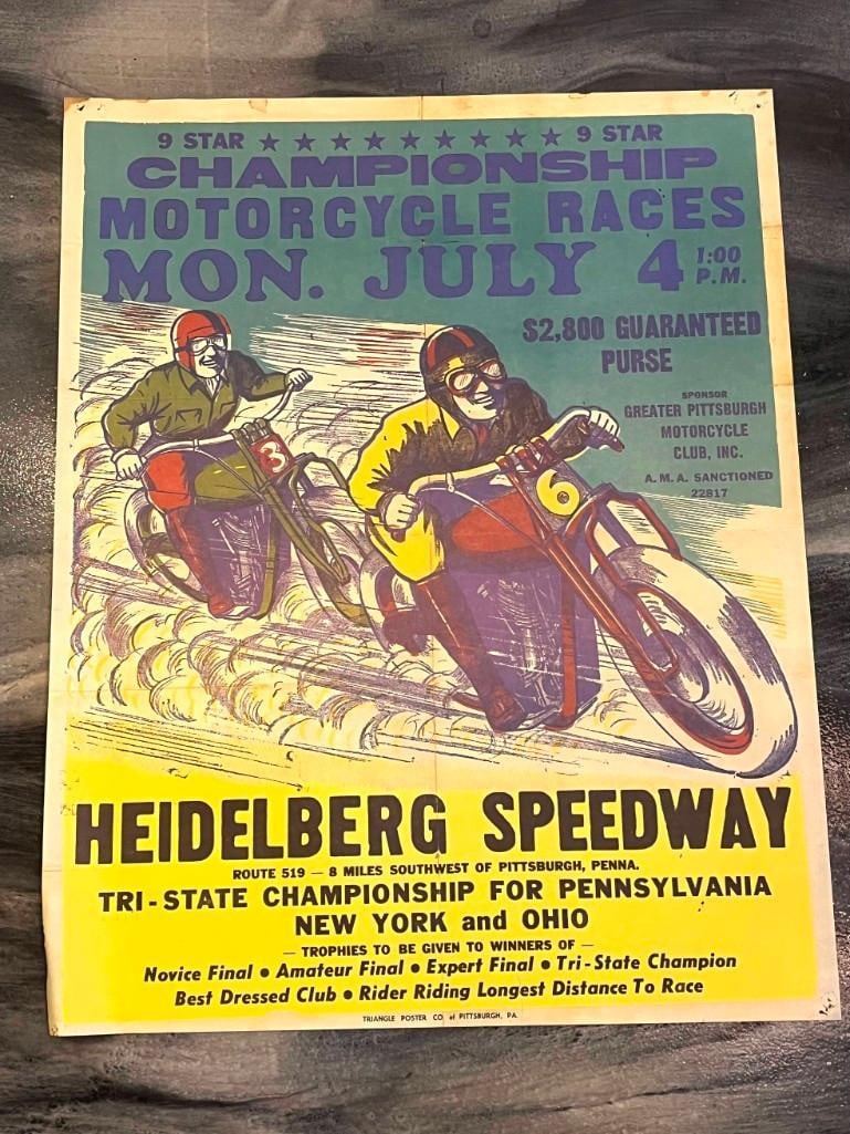 Vintage Heidelberg Speedway Motorcycle Race Vintage Advertising Poster (1 of 4)