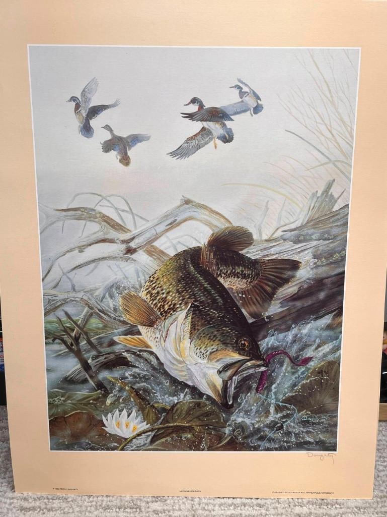 Lot Of 8 Nos Terry Doughty Largemouth Bass Prints (1 of 5)