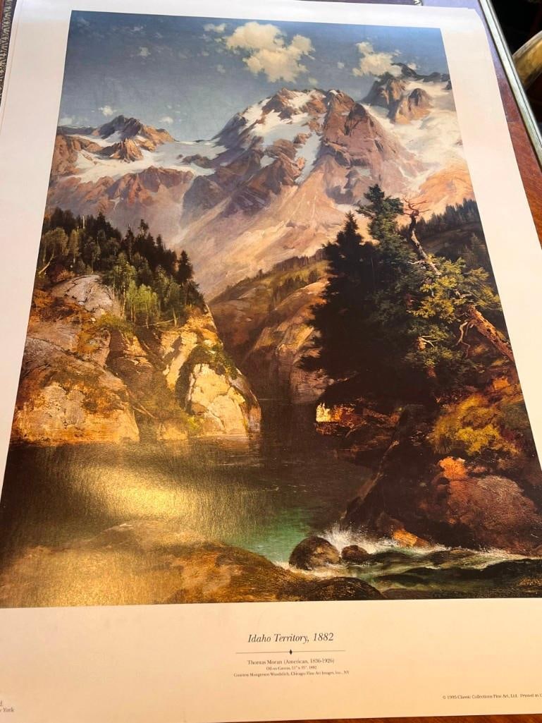 Lot Of 8 Posters & Prints By Moran, Freitag Fireman, Bierstadt, Browning & More: Lot Of 8 Posters & Prints By Moran, Freitag Fireman, Bierstadt, Browning & More.Please Note Prints Are Rolled - Sizes 16" X 24" To 20" X 30" All pictures are considered part o