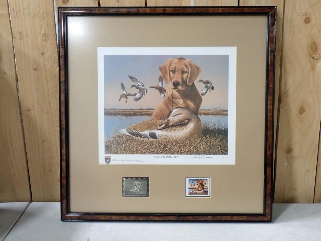 Phillip Crowe "Golden Moment" Illinois 1993 Duck Stamp Print Governor's Edition Pencil Signed and Nu (1 of 5)