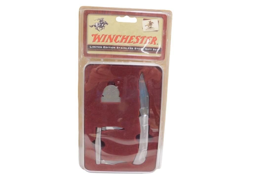 Winchester Limited Edition Stainless Steel Gift Set Knives New in Package: Winchester Limited Edition Stainless Steel Gift Set Knives New in Package All pictures are considered part of the description and should be examined carefully by bidders. Live Auctioneers is now offer