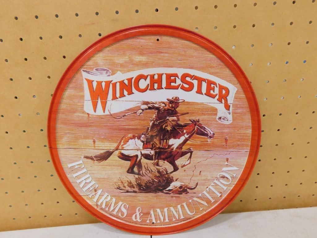 Winchester Firearms & Ammunition Round Metal Sign (1 of 3)