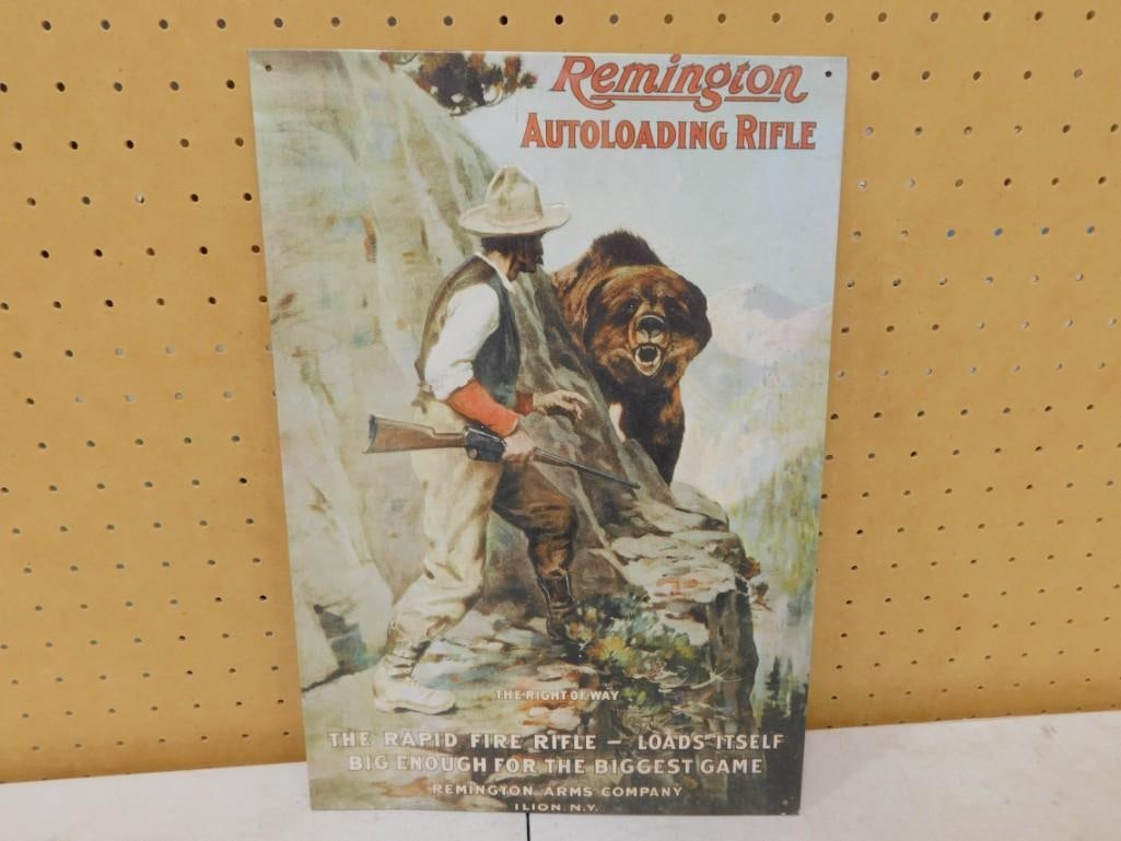 Remington Autoloading Rifle Metal Sign: Remington Autoloading Rifle Metal Sign All pictures are considered part of the description and should be examined carefully by bidders. Live Auctioneers is now offering Live Shipping through