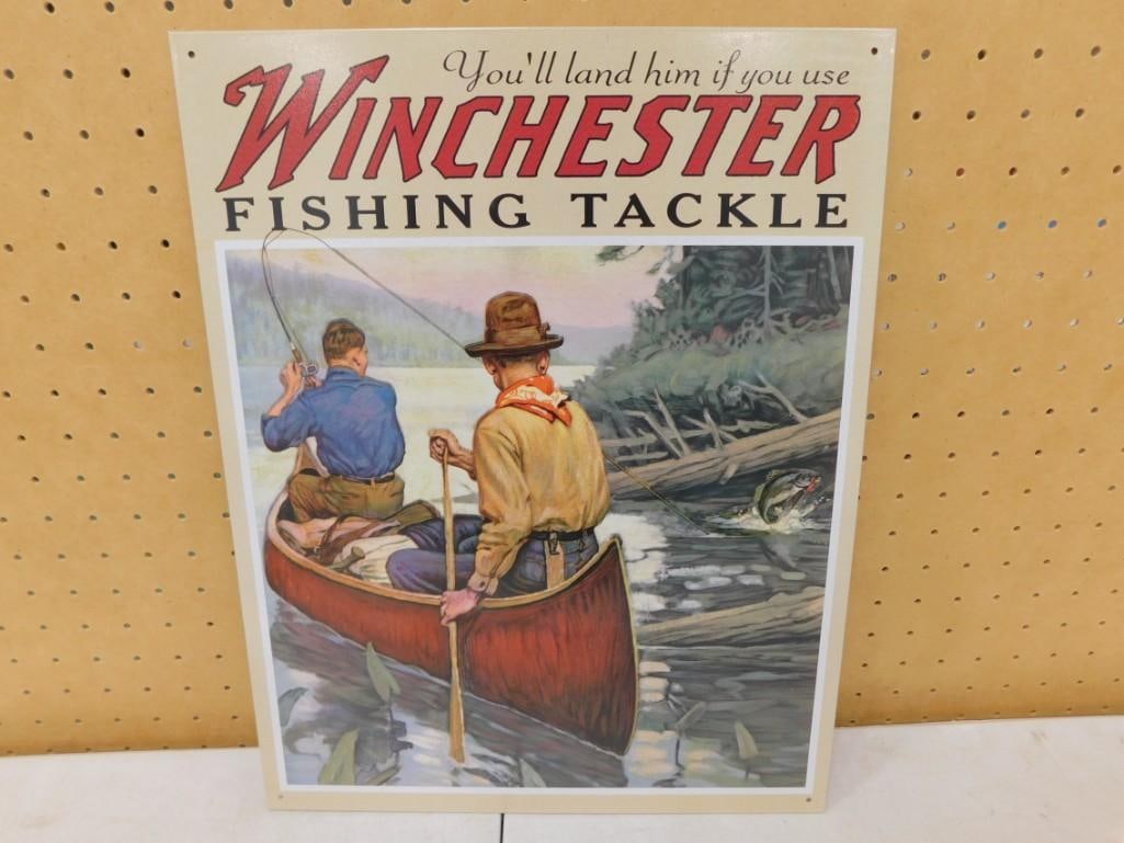 Winchester Fishing Tackle Metal Sign: Winchester Fishing Tackle Metal Sign You'll land him if you use Winchester Fishing Tackle All pictures are considered part of the description and should be examined carefully by bidders. Live Au