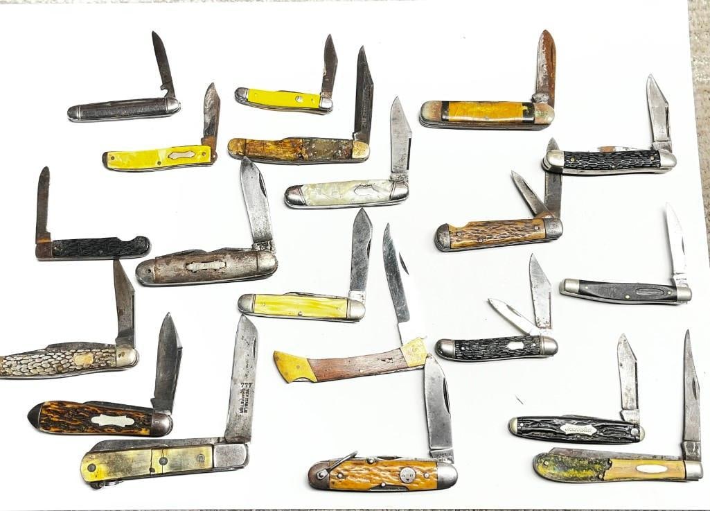 Vintage Lot of 20 Pocket Knives Case Xx, Hibbard, Shoe Store Advertising And More (1 of 14)