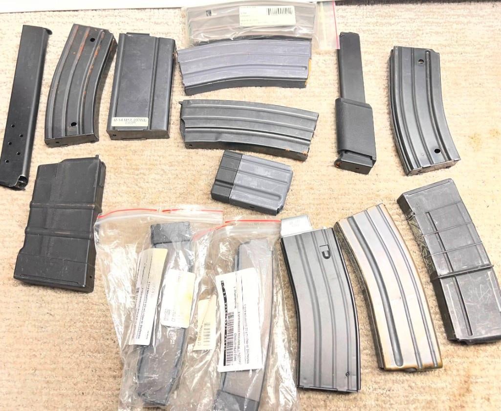 Lot Of 15 Misc Gun Magazines M14, 4.5mm, Ar15, Colt 45 Auto, 9mm & More: Lot Of 15 Misc Gun Magazines M14, 4.5mm, Ar15, Colt 45 Auto, 9mm & More. All pictures are considered part of the description and should be examined carefully by bidders. Live Auctioneers is now of