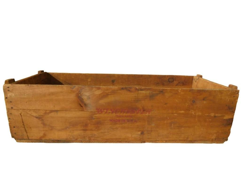 Vintage Winchester Ammunition Wood Crate: Vintage Winchester Ammunition Wood Crate All pictures are considered part of the description and should be examined carefully by bidders. Live Auctioneers is now offering Live Shipping through them.