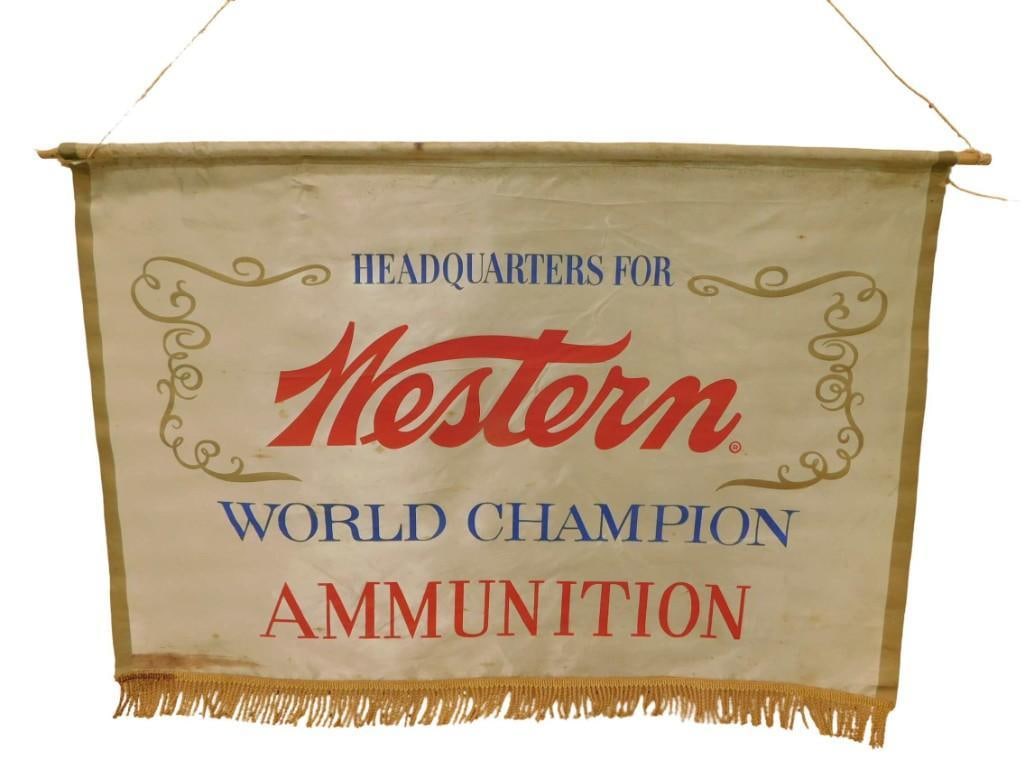 Vintage Headquarters for Western World Champion Ammunition Banner 28" x 19" (1 of 6)