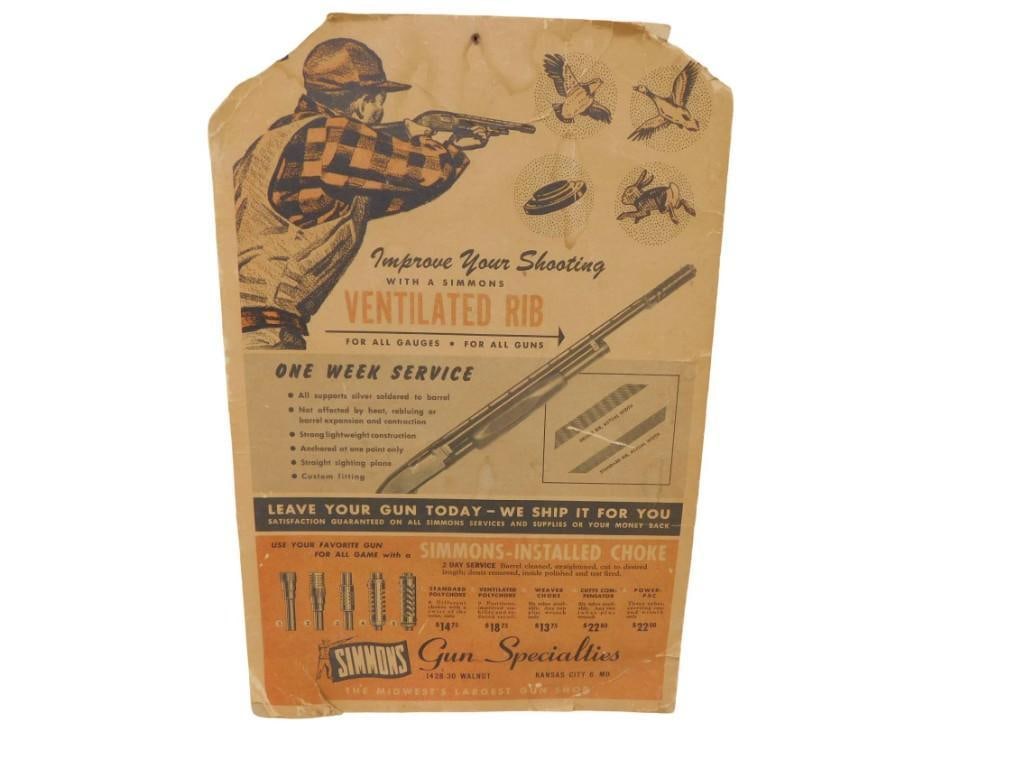 Vintage Simmons Gun Specialties Cardboard Store Display: Vintage Simmons Gun Specialties Cardboard Store Display All pictures are considered part of the description and should be examined carefully by bidders. Live Auctioneers is now offering Live Shippin