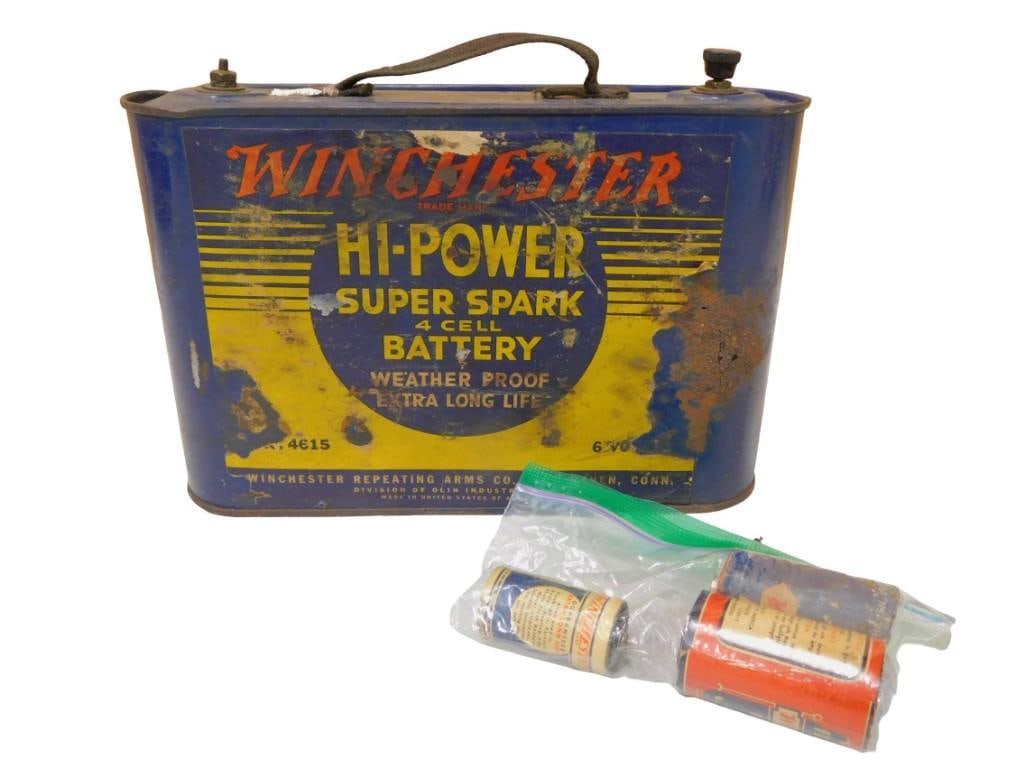 Vintage Winchester Batteries incl Hi-Power Super Spark 4 Cell Battery plus 3 Other Winchester Batter: Vintage Winchester Batteries incl Hi-Power Super Spark 4 Cell Battery plus 3 Other Winchester Batteries Condition: These are untested and are being sold as collectibles only. All pictures 