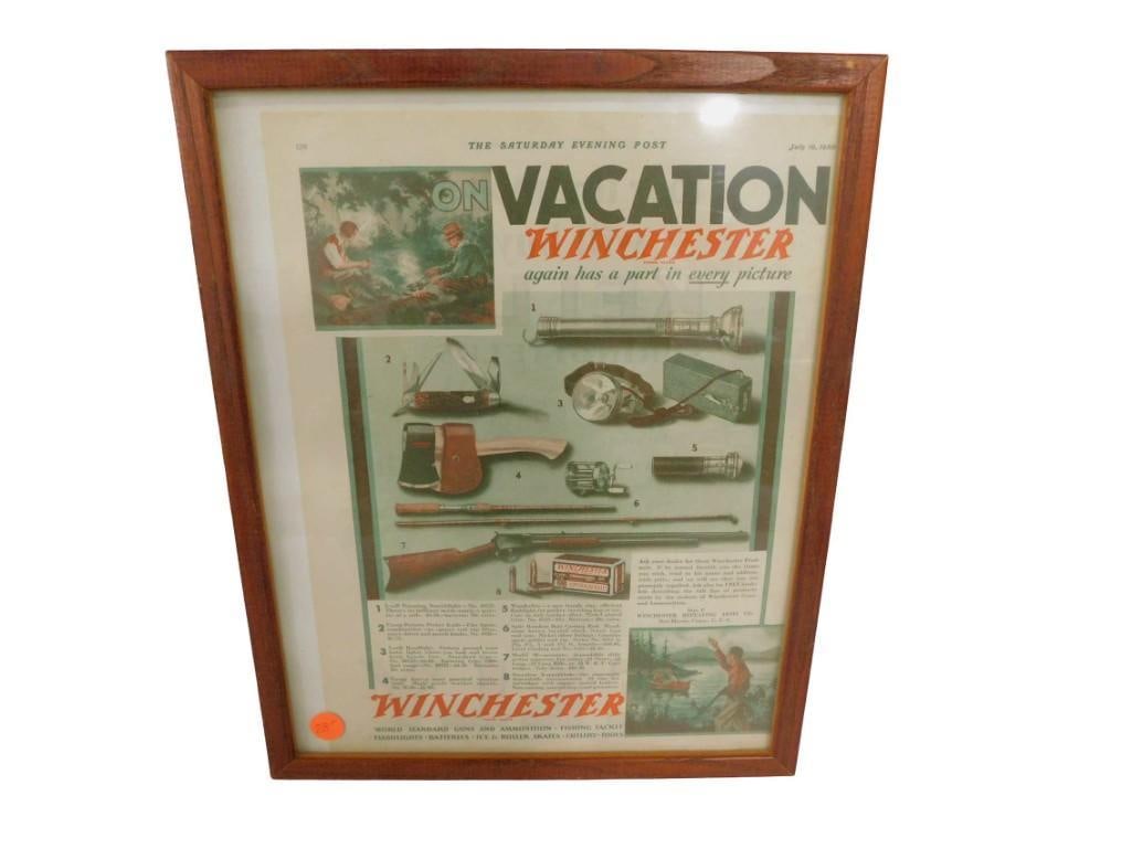 Vintage Vacation Winchester Framed Advertisement 12" x 15" (1 of 5)