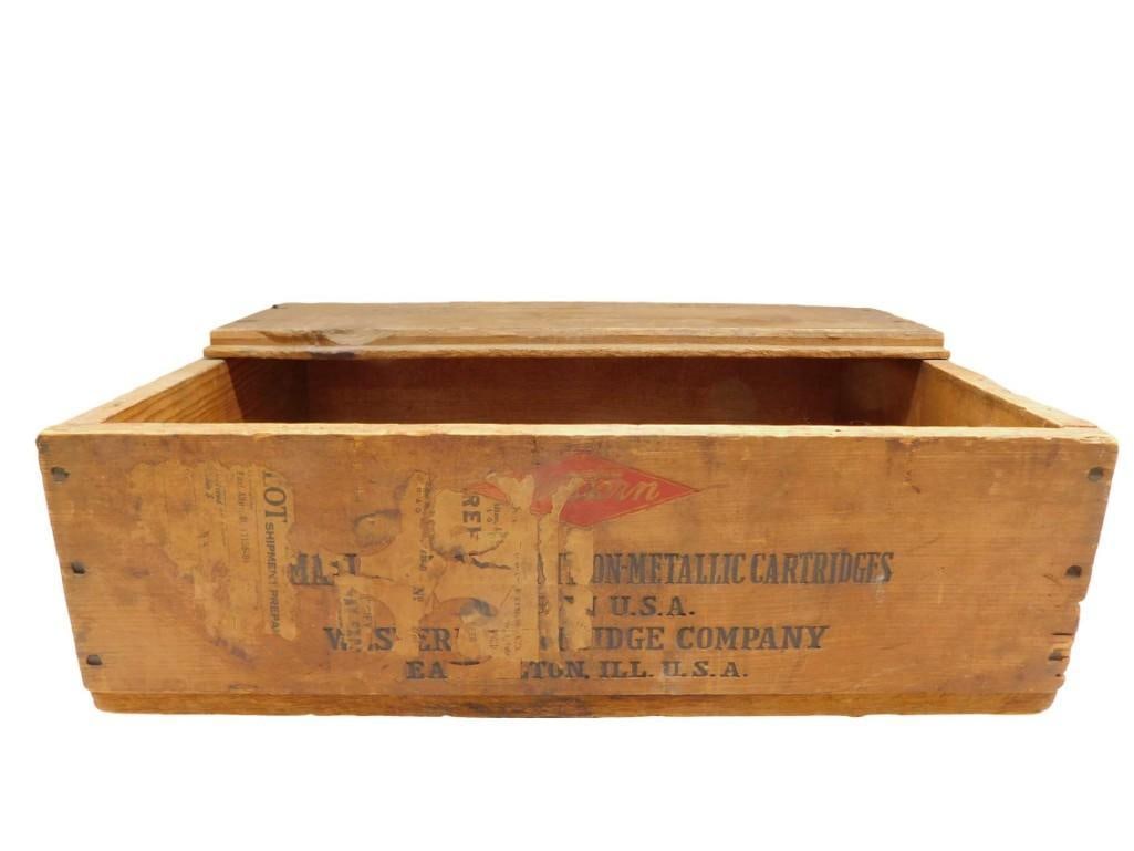 Vintage Western Small Arms Ammunition Metallic Cartridges Wood Crate or Ammo Box (1 of 8)