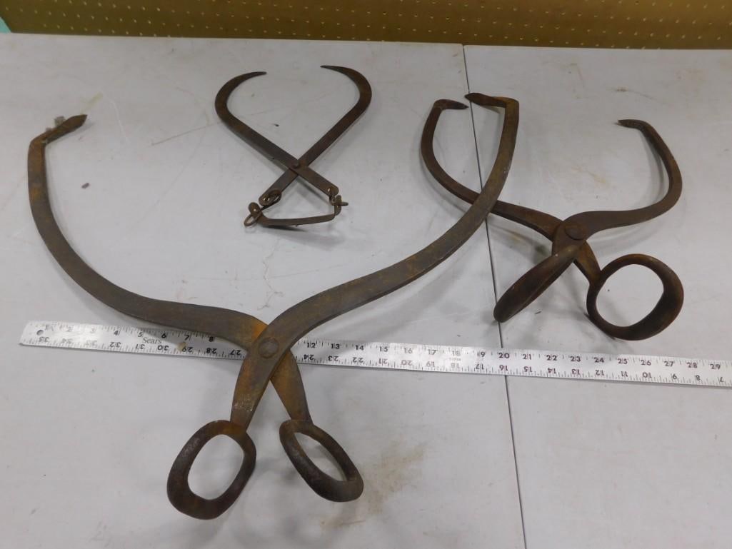 Lot of 3 Antique Ice Tongs (1 of 3)