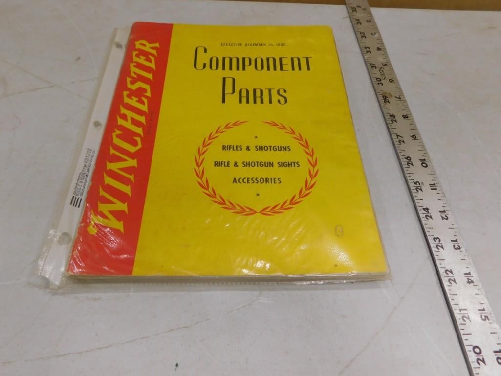 1950 Winchester Parts Catalog: 1950 Winchester Parts Catalog- All pictures are considered part of the description and should be examined carefully by bidders. Live Auctioneers is now offering Live Shipping through them. This