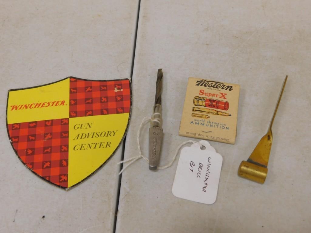 Vintage Winchester Lot including Old Matchbook, Gun Advisory Center Advertisement, Drill Tool, etc (1 of 6)