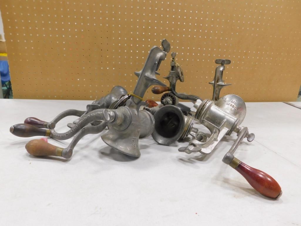 Lot of Vintage Hand Crank Meat Grinders including Winchester (1 of 7)
