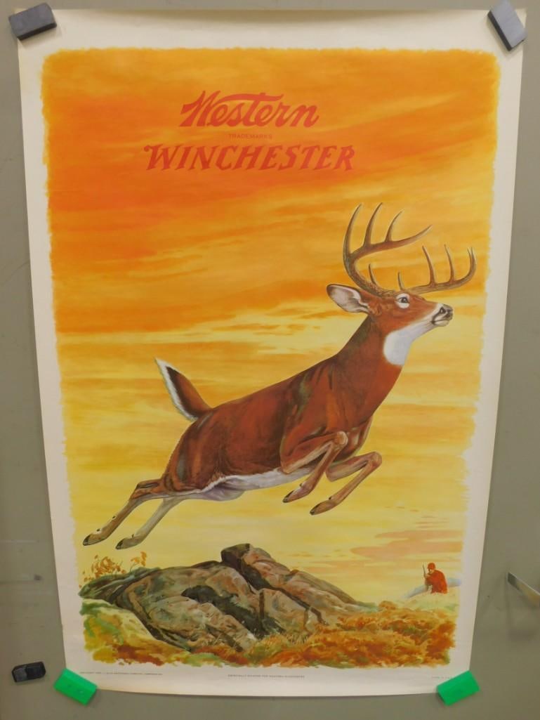 Western Winchester Poster - Measures roughly 39x26": Western Winchester Poster - Measures roughly 39x26" All pictures are considered part of the description and should be examined carefully by bidders. Live Auctioneers is now offering Live Shipping