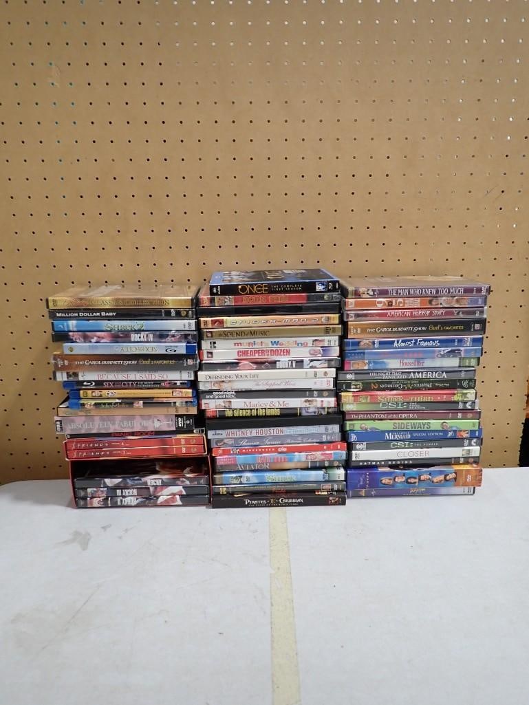 Lot of DVDs and Bluray Disc incl The Carol Burnett Show Sealed Set, Absolutely Fabulous, Friends Sea: Lot of DVDs and Bluray Discs incl The Carol Burnett Show Sealed Set, Absolutely Fabulous, Friends Seasons 3 & 4, Once Upon a Time 1st season, Born Free, The Sound of Music, etc All pictures are co