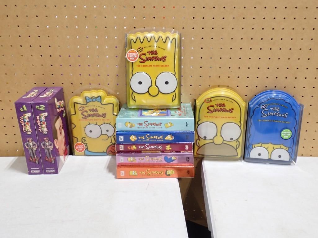 The Simpsons DVD Sets Asst Seasons incl Collector's Edition 6th, 7th, 8th, and 10th Seasons: The Simpsons DVD Sets Asst Seasons incl Collector's Edition 6th, 7th, 8th, and 10th Seasons all sealed in limited edition boxes plus the 2nd, 3rd, 4th, 5th, 9th seasons and Pee-wee's Playhouse
