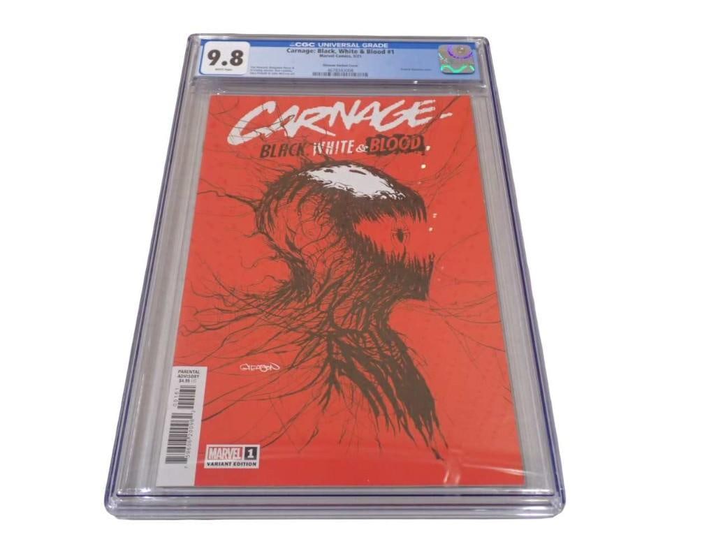 Carnage: Black, White & Blood #1 Gleason Variant Cover CGC Graded 9.8 White Pages Marvel Comics 5/21: Carnage: Black, White & Blood #1 Gleason Variant Cover CGC Graded 9.8 White Pages Marvel Comics 5/21 Comic Book Tini Howard, Benjamin Percy & Al Ewing stories, Ken Lashley, Sara Pichelli &