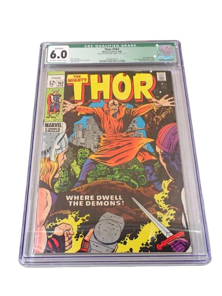 Thor #163 CGC Qualified Graded 6.0 Off White to white Pages Marvel Comics 4/69 Comic Book (1 of 4)